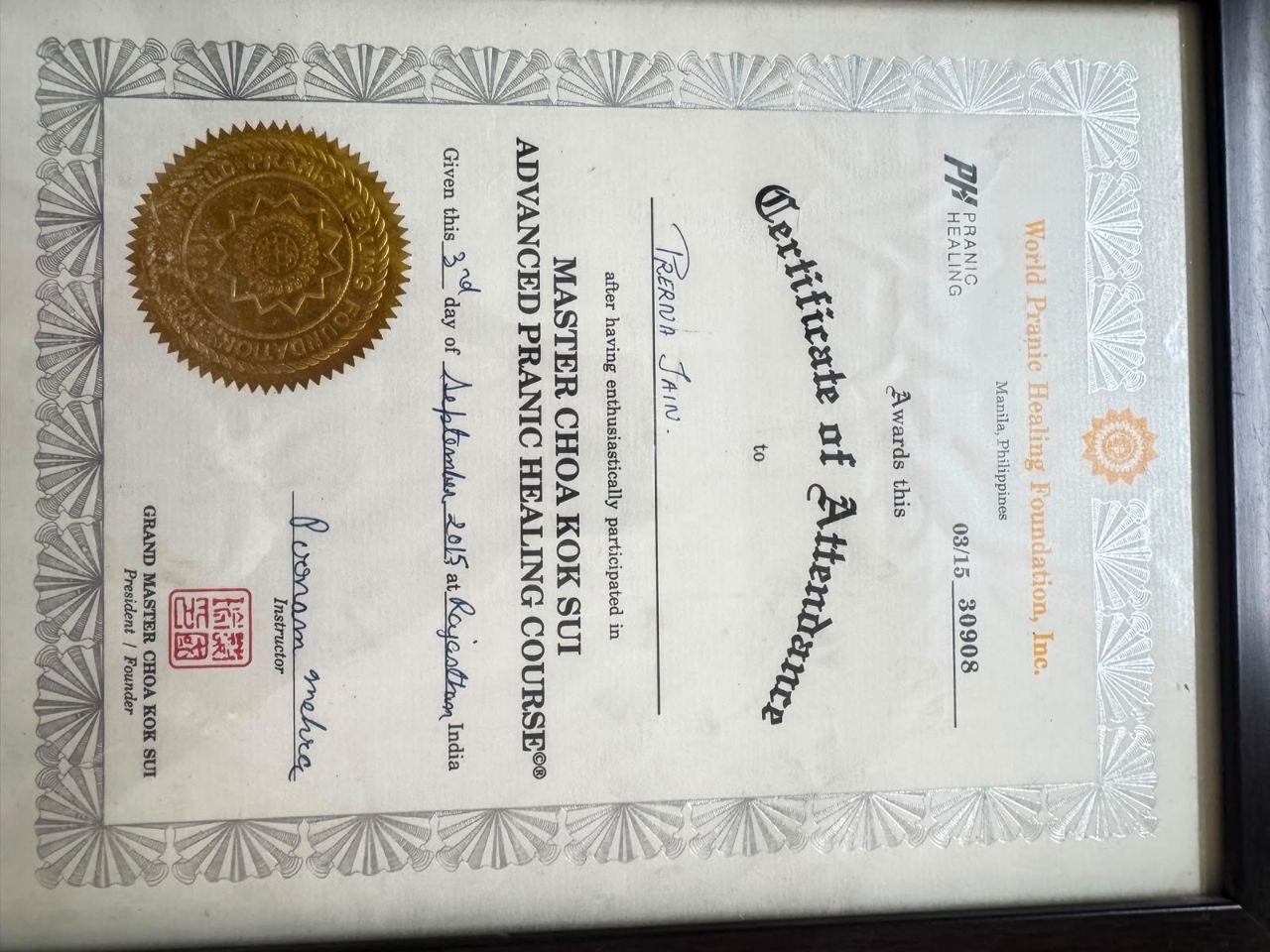 Certificate of Honor